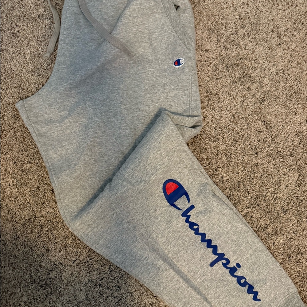 Champion Heather Gray Joggers with Blue Logo